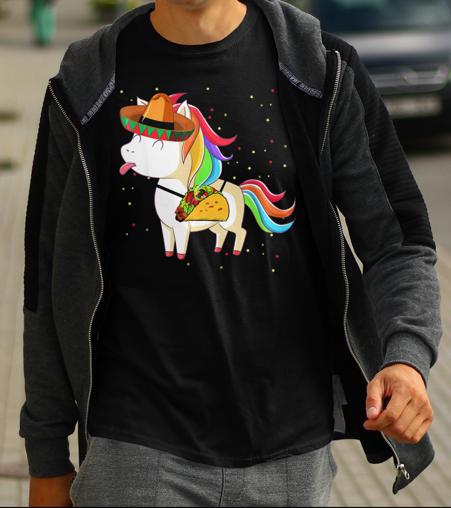 Sombrero Taco Unicorn Cinco De Mayo T-Shirt