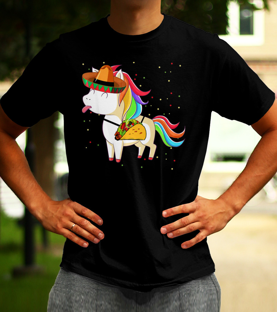 Sombrero Taco Unicorn Cinco De Mayo T-Shirt