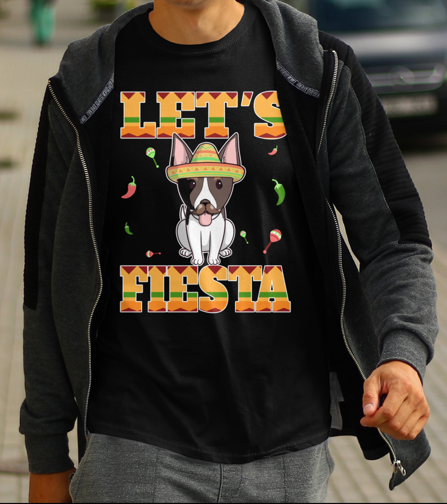 LET'S FIESTA RAT TERRIER DOG CINCO DE MAYO WITH SOMBRERO AND MARACAS T-Shirt
