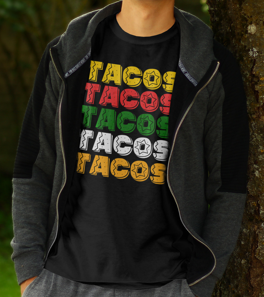 Tacos Tacos Tacos Cinco De Mayo Mexican Flag Colors T-Shirt