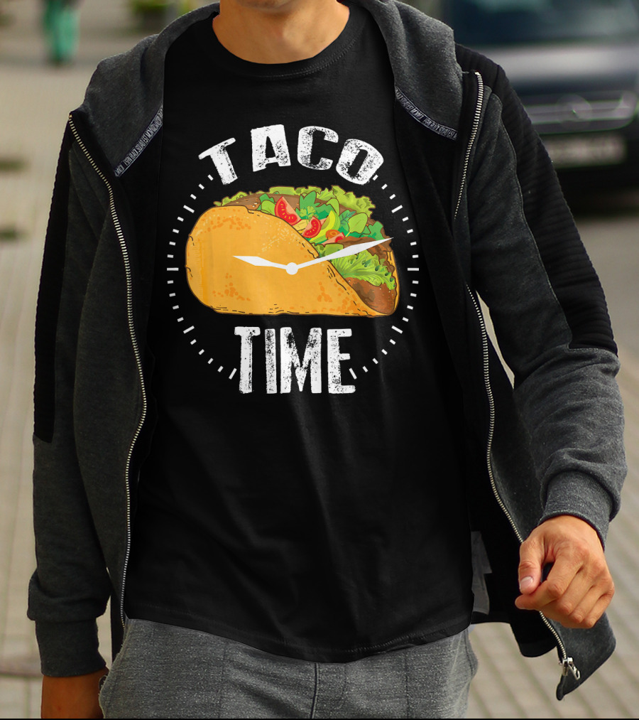 Taco Time Clock Cinco De Mayo Mex Foods T-Shirt