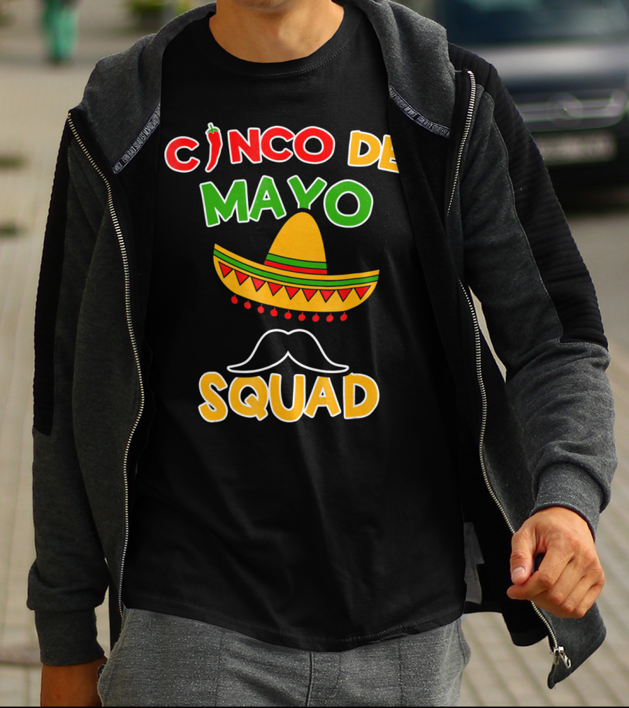 Cinco De Mayo Squad Sombrero Mustache Pepper Fiesta T-Shirt