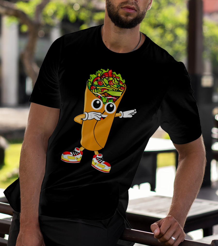 Dabbing Burrito Cartoon Dab Dance With Sneakers T-Shirt