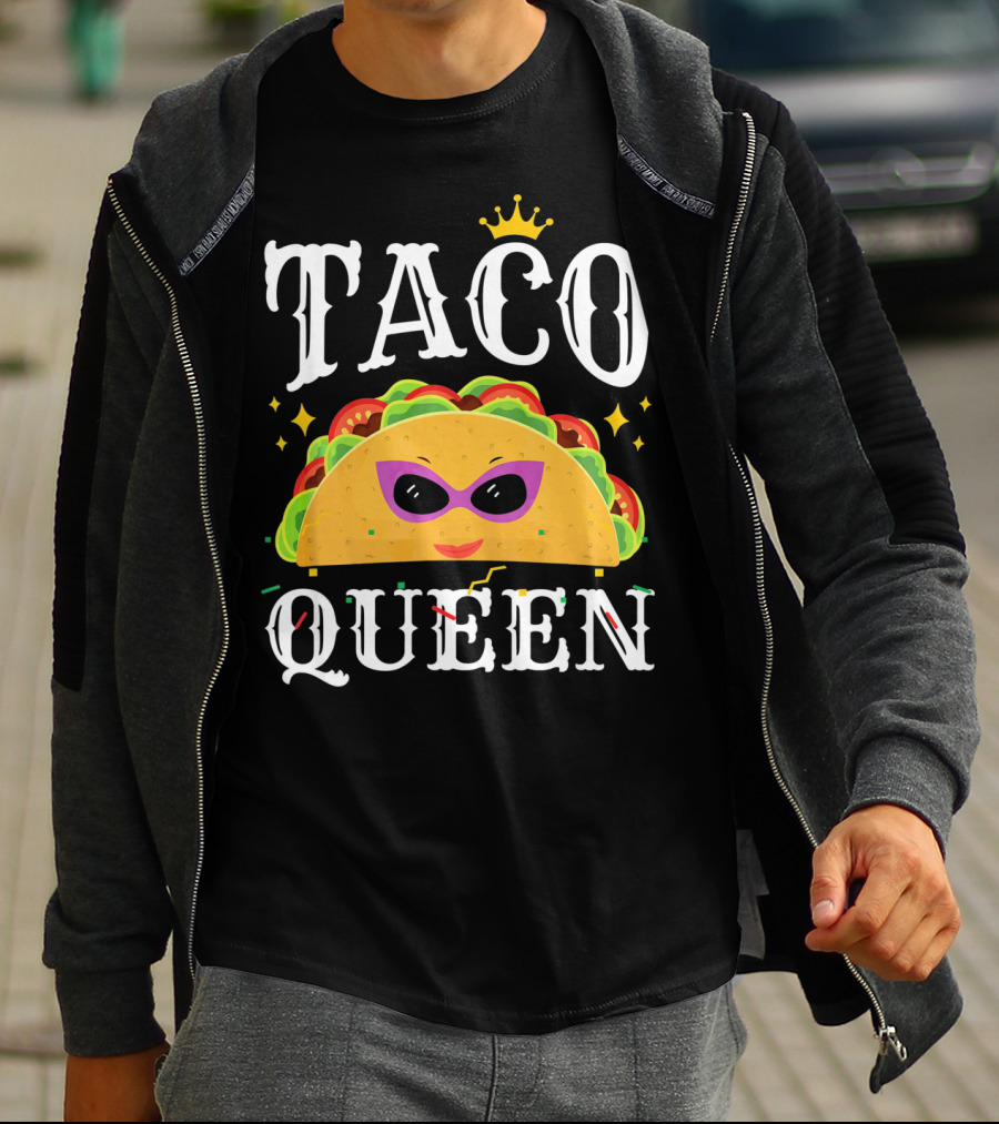 Taco Queen Cinco De Mayo Crown And Sunglasses T-Shirt