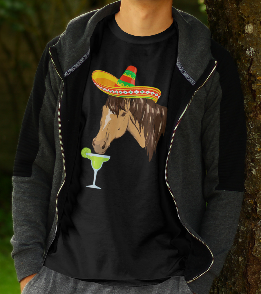 Cute Horse Sombrero Margarita Cinco De Mayo T-Shirt