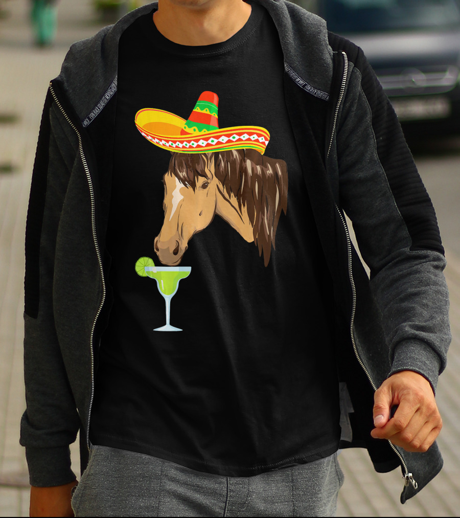 Cute Horse Sombrero Margarita Cinco De Mayo T-Shirt