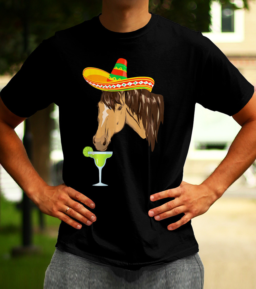 Cute Horse Sombrero Margarita Cinco De Mayo T-Shirt
