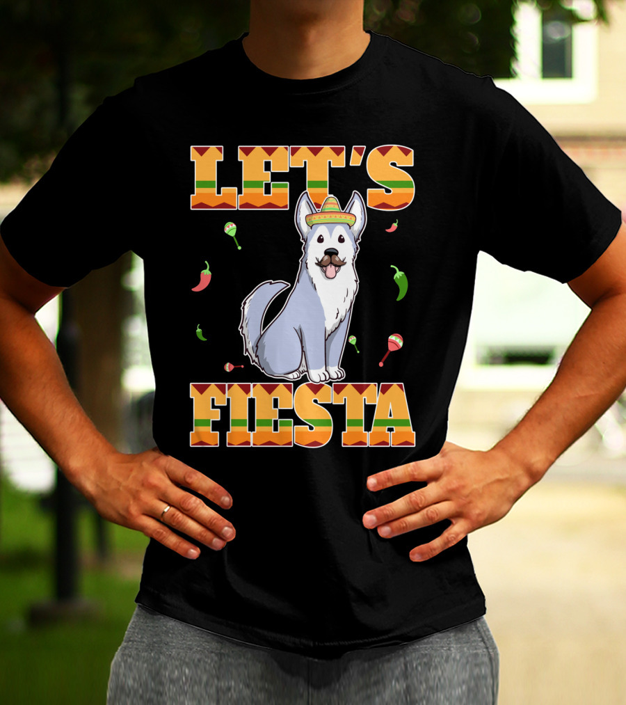 Let's Fiesta Husky Dog Sombrero Cinco De Mayo T-Shirt
