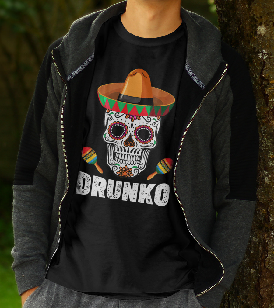 Cinco De Mayo Mexican Hat Drunk Sugar Skull Maracas Drinko De Mayo T-Shirt