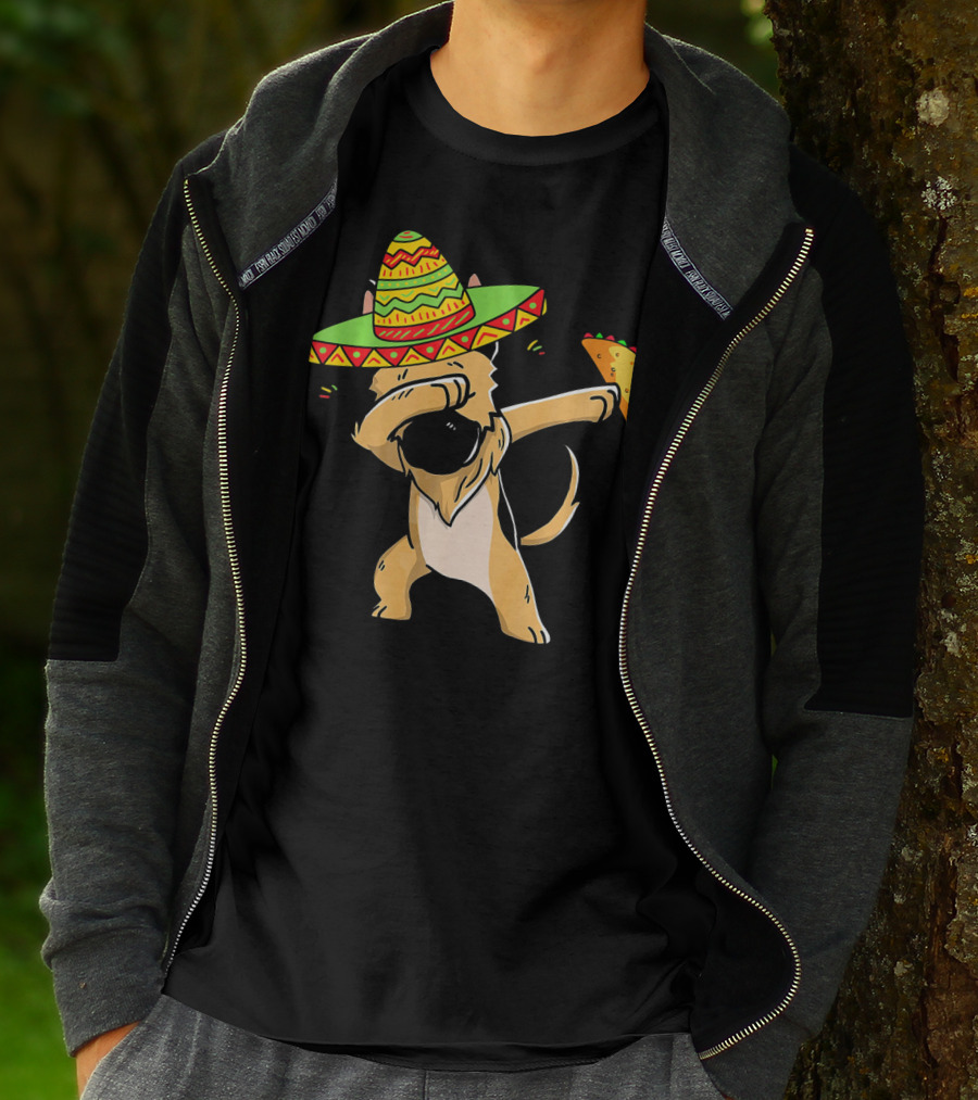 German Shepherd Dabbing With Taco And Sombrero Cinco De Mayo Fun T-Shirt