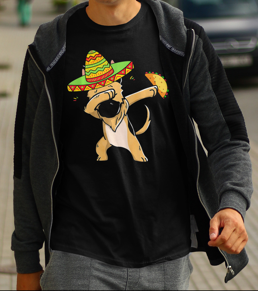 German Shepherd Dabbing With Taco And Sombrero Cinco De Mayo Fun T-Shirt