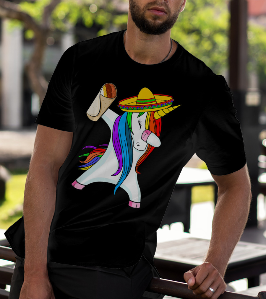 Cinco De Mayo Dabbing Unicorn Sombrero Burrito T-Shirt
