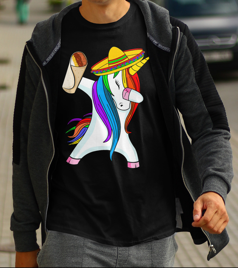 Cinco De Mayo Dabbing Unicorn Sombrero Burrito T-Shirt