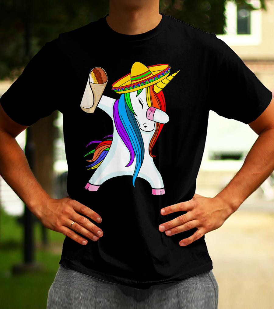 Cinco De Mayo Dabbing Unicorn Sombrero Burrito T-Shirt
