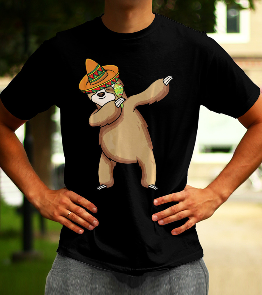 Dabbing Sloth Sombrero Cinco De Mayo Dance T-Shirt