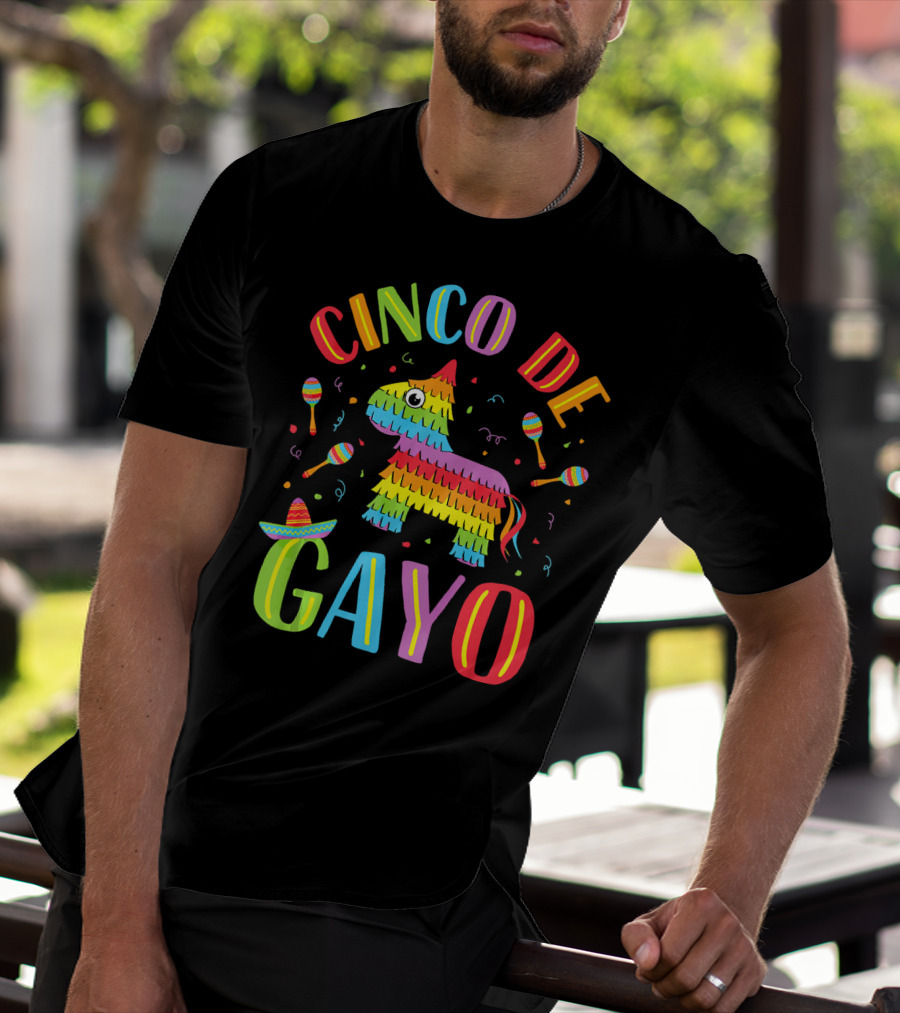 Cinco De Gayo Rainbow Pinata Maracas Fiesta T-Shirt