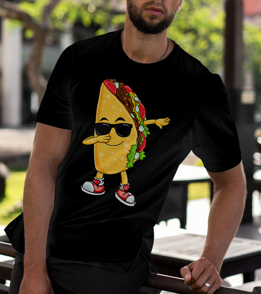 Dabbing Taco Cinco De Mayo Celebration Fun With Sunglasses T-Shirt