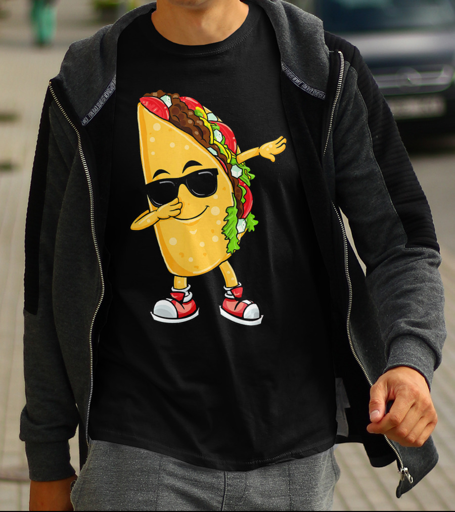 Dabbing Taco Cinco De Mayo Celebration Fun With Sunglasses T-Shirt