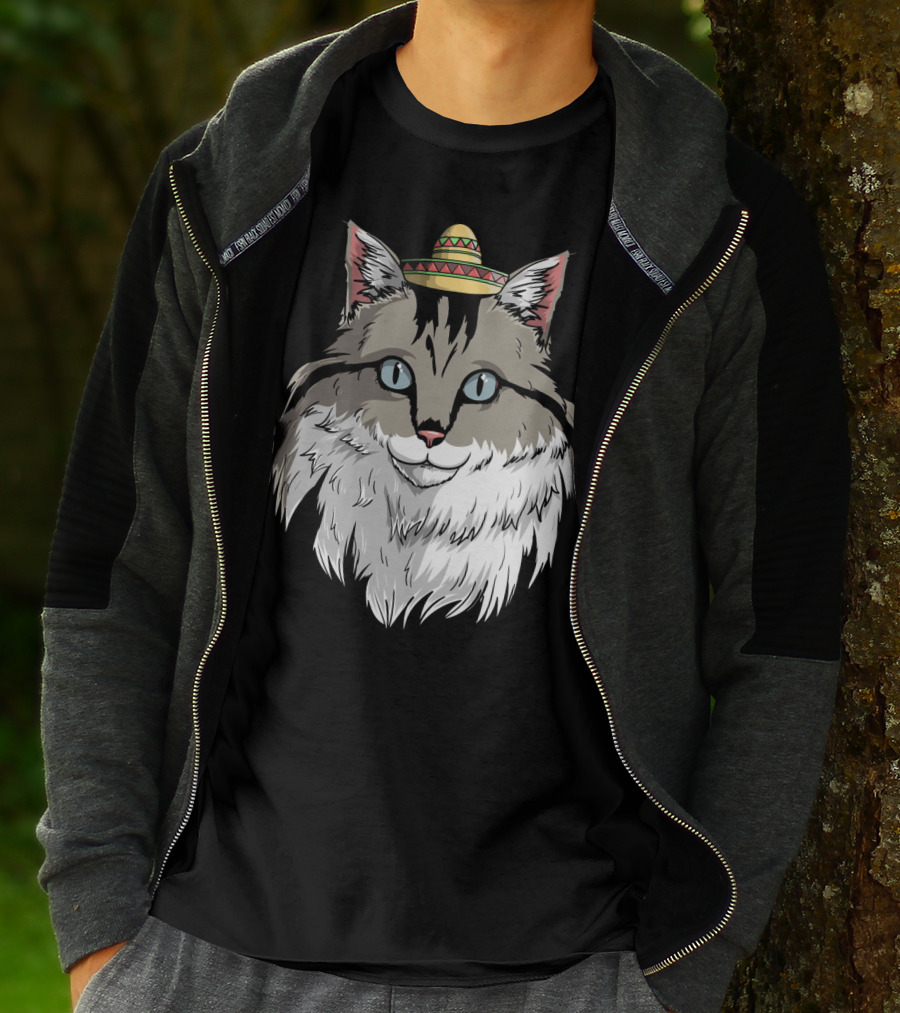Maine Coon Cat Sombrero Fiesta Cinco De Mayo T-Shirt
