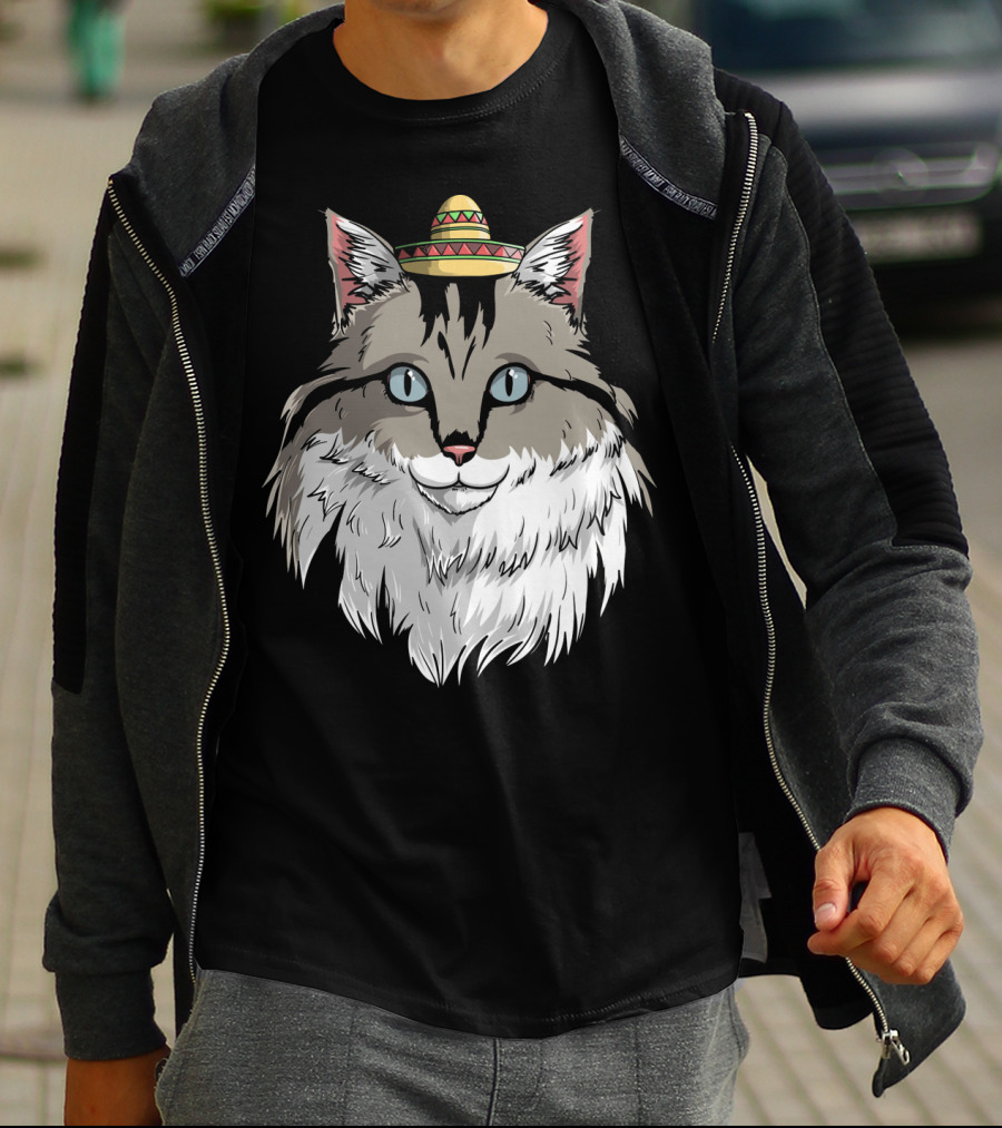 Maine Coon Cat Sombrero Fiesta Cinco De Mayo T-Shirt