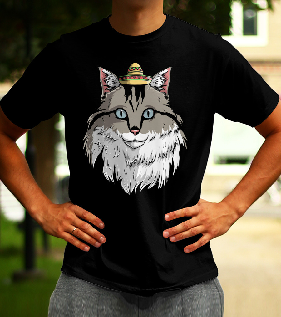 Maine Coon Cat Sombrero Fiesta Cinco De Mayo T-Shirt