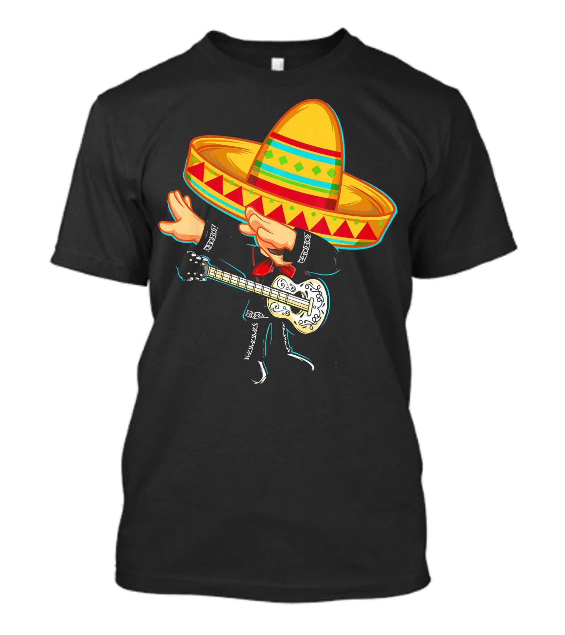 Dabbing Mexican Mariachi With Guitar Sombrero Cinco De Mayo T-Shirt