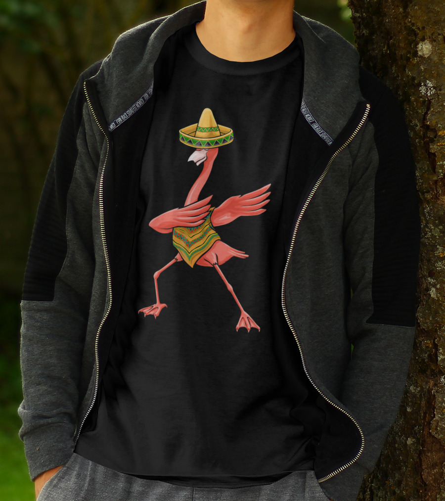 Cinco De Mayo Flamingo Dabbing Dab Sombrero T-Shirt