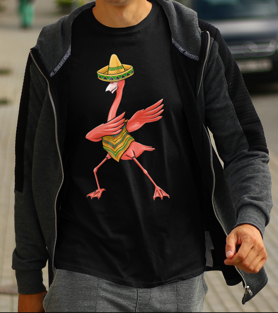Cinco De Mayo Flamingo Dabbing Dab Sombrero T-Shirt