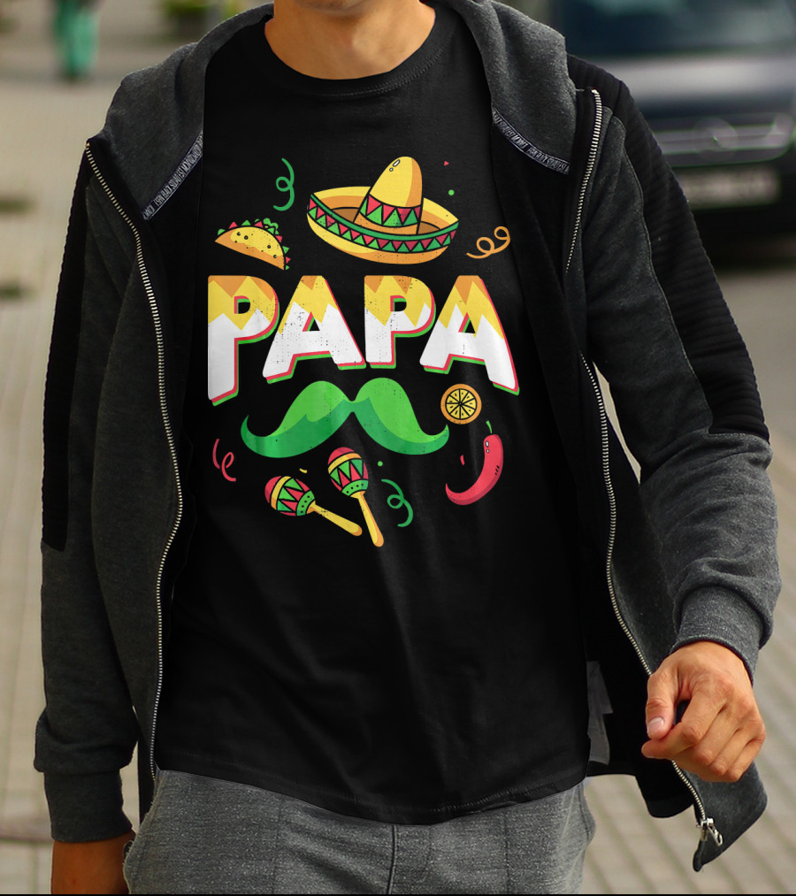 Cinco De Mayo Papa Sombrero Maracas Taco Lime Mustache Chili T-Shirt
