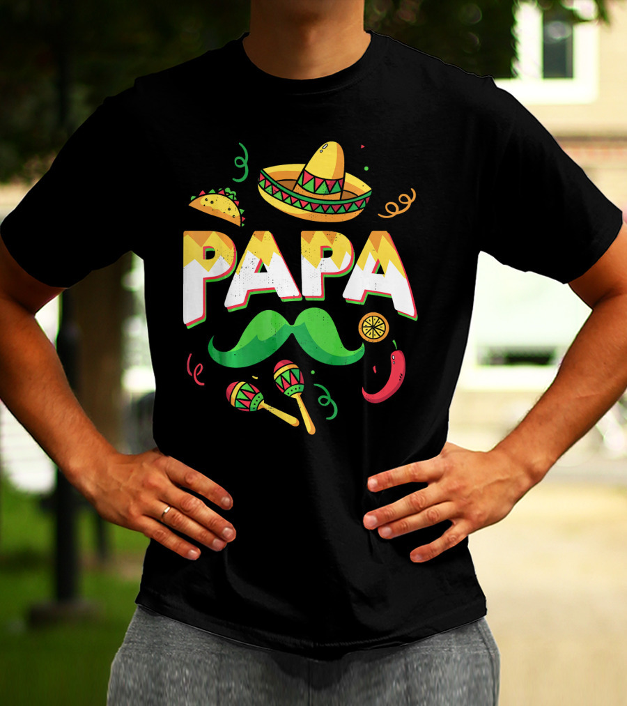 Cinco De Mayo Papa Sombrero Maracas Taco Lime Mustache Chili T-Shirt