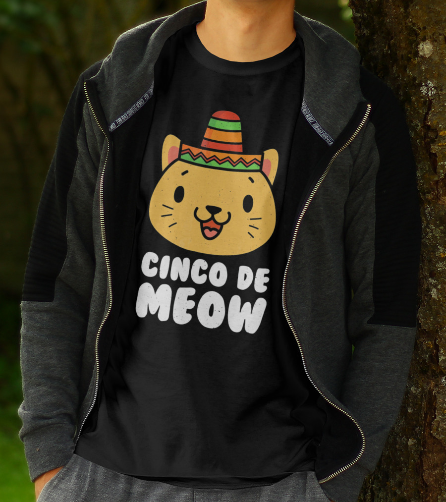 Cinco De Meow Funny Cat With Sombrero Cinco De Mayo T-Shirt