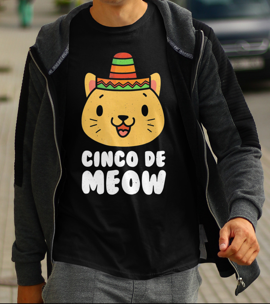 Cinco De Meow Funny Cat With Sombrero Cinco De Mayo T-Shirt