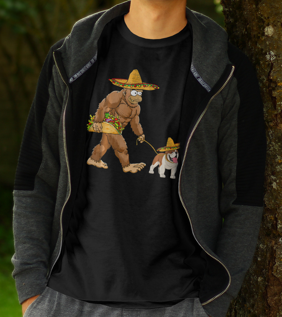 Bigfoot Taco Sombrero English Bulldog Fiesta T-Shirt