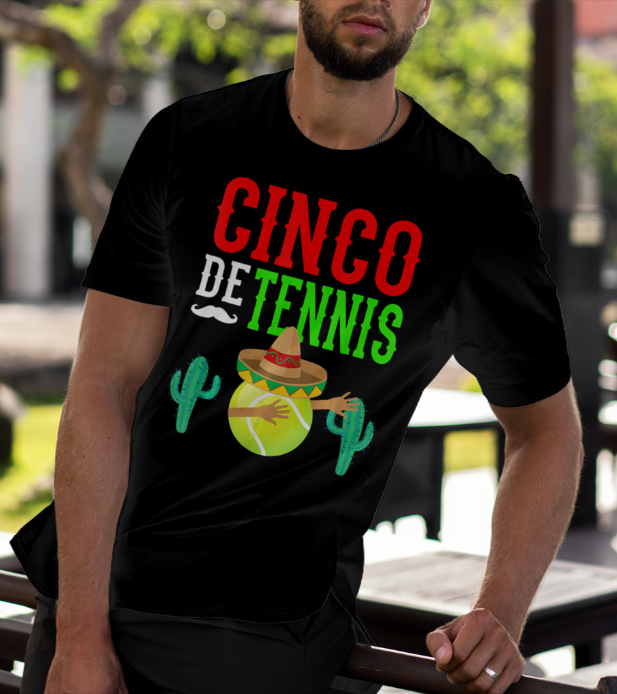 Cinco De Tennis Dabbing Sombrero Cactus T-Shirt