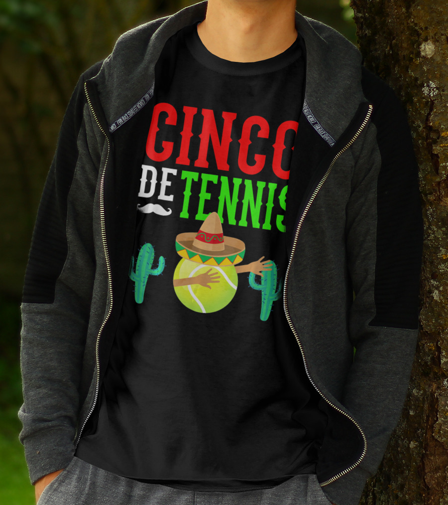 Cinco De Tennis Dabbing Sombrero Cactus T-Shirt