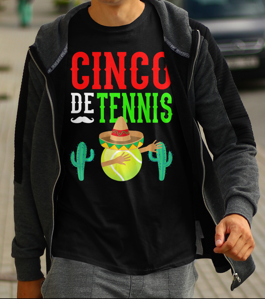 Cinco De Tennis Dabbing Sombrero Cactus T-Shirt