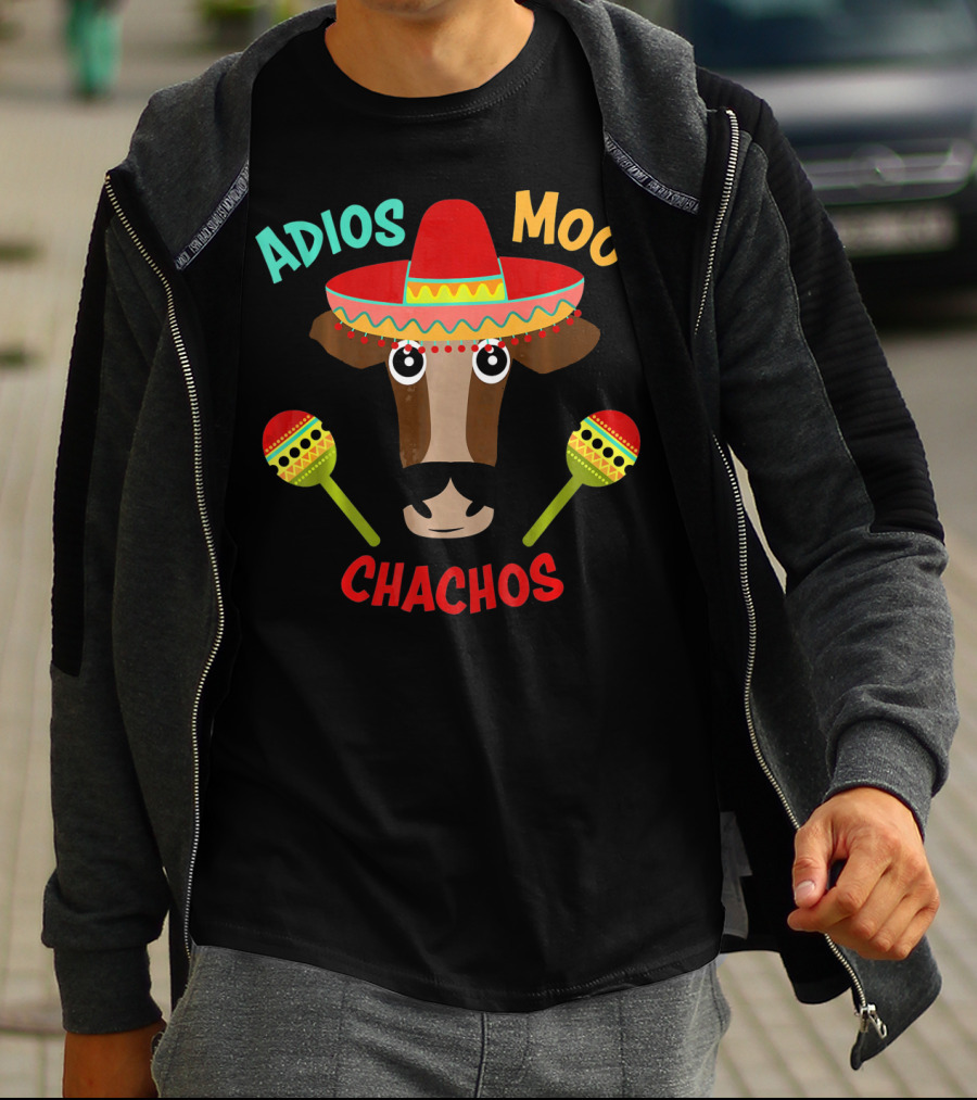 Adios Moo Chachos Funny Cow Cinco De Mayo T-Shirt