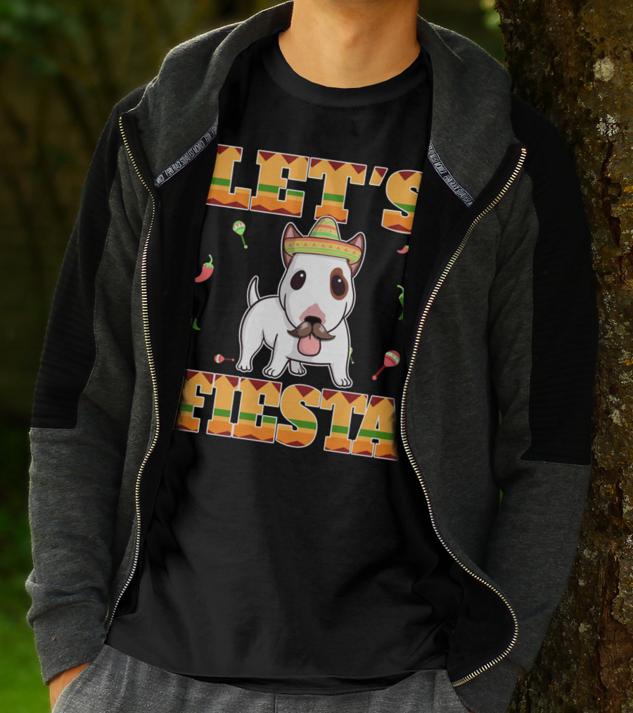 Let's Fiesta Bull Terrier Dog Cinco De Mayo T-Shirt