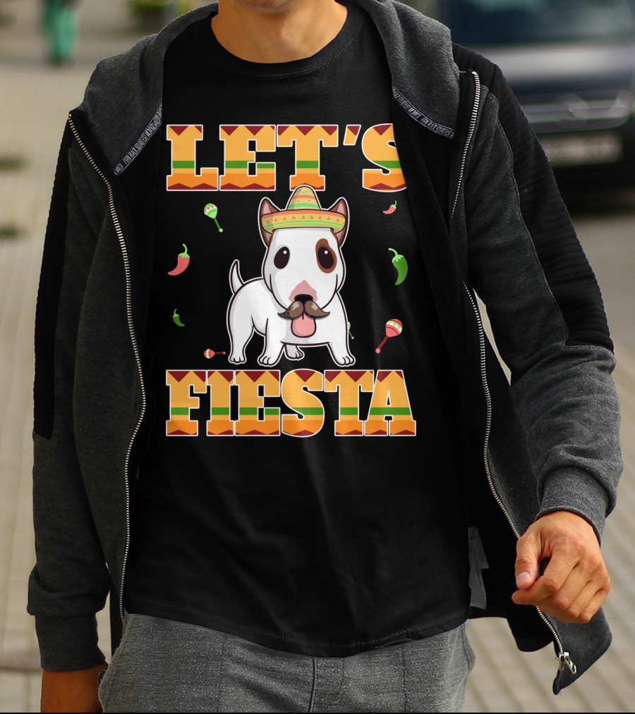 Let's Fiesta Bull Terrier Dog Cinco De Mayo T-Shirt