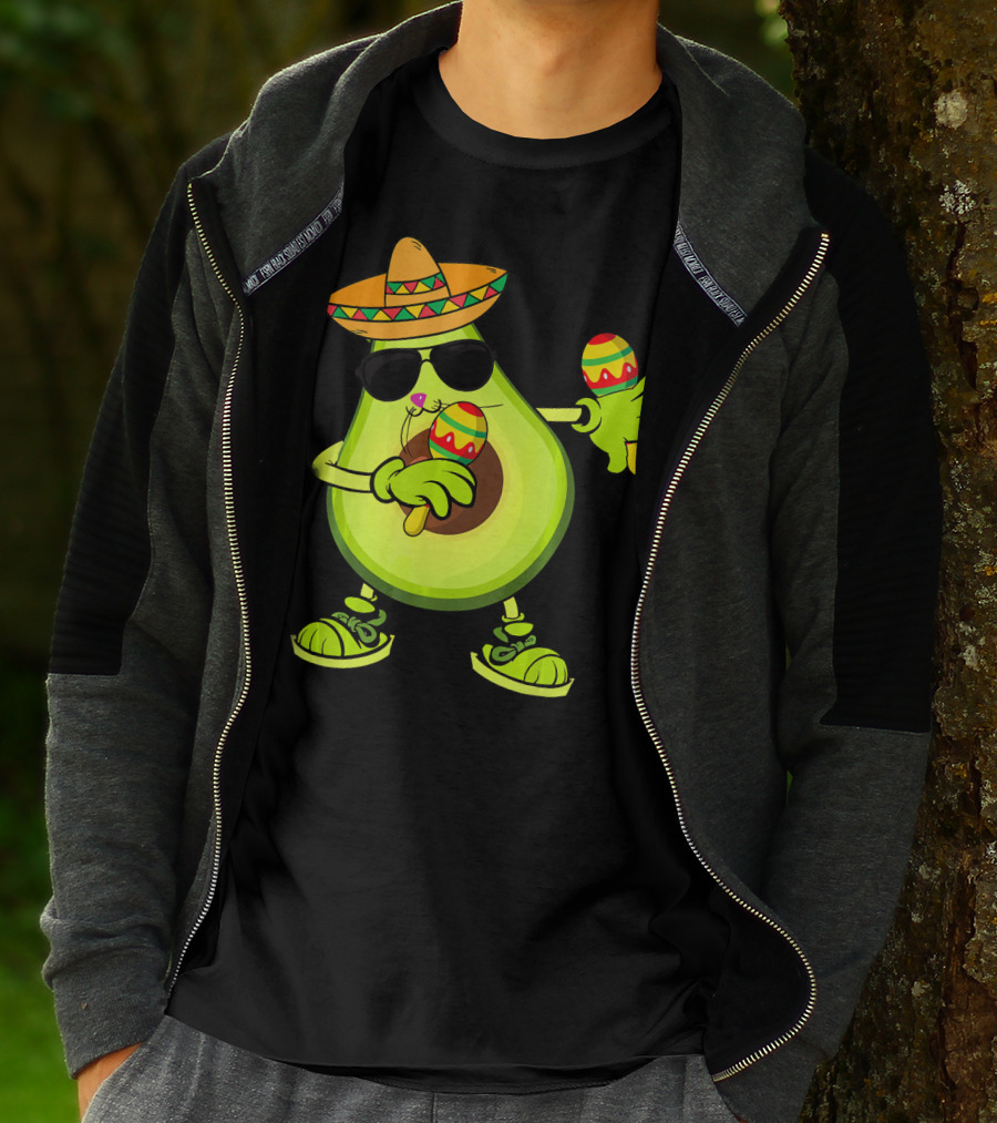 Dancing Avocado With Sombrero And Maracas T-Shirt