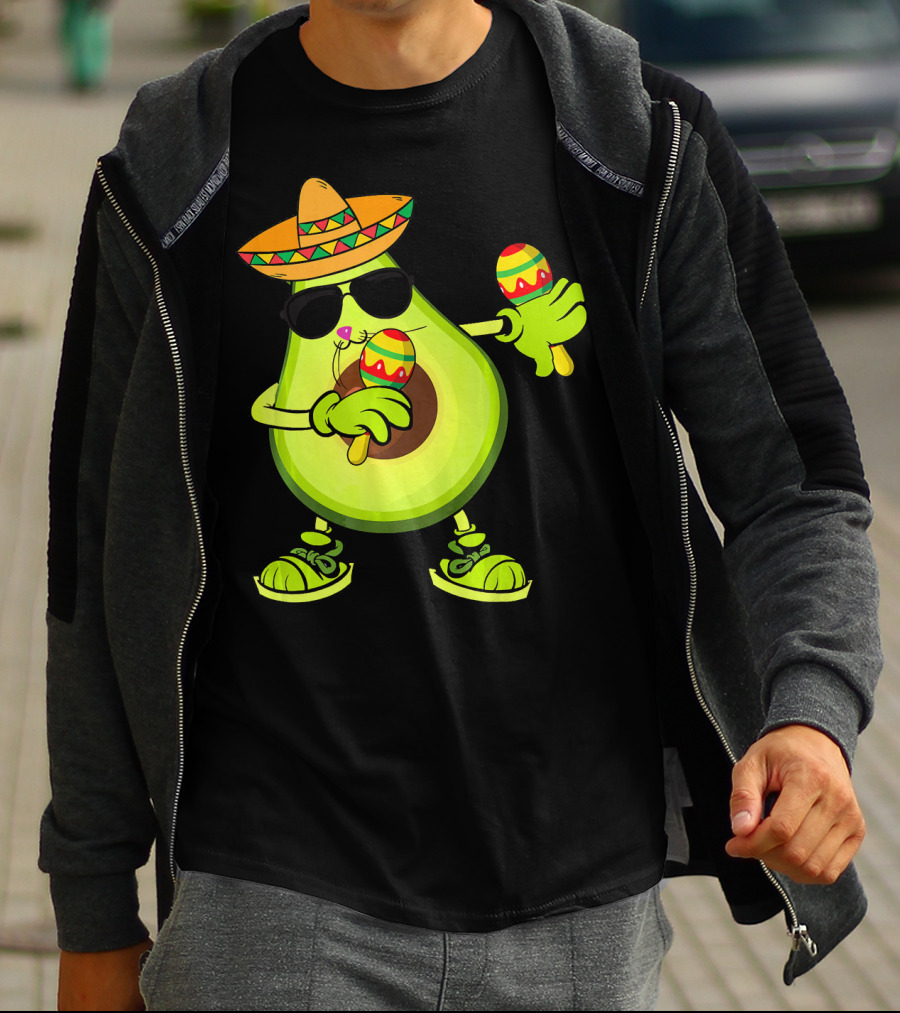 Dancing Avocado With Sombrero And Maracas T-Shirt