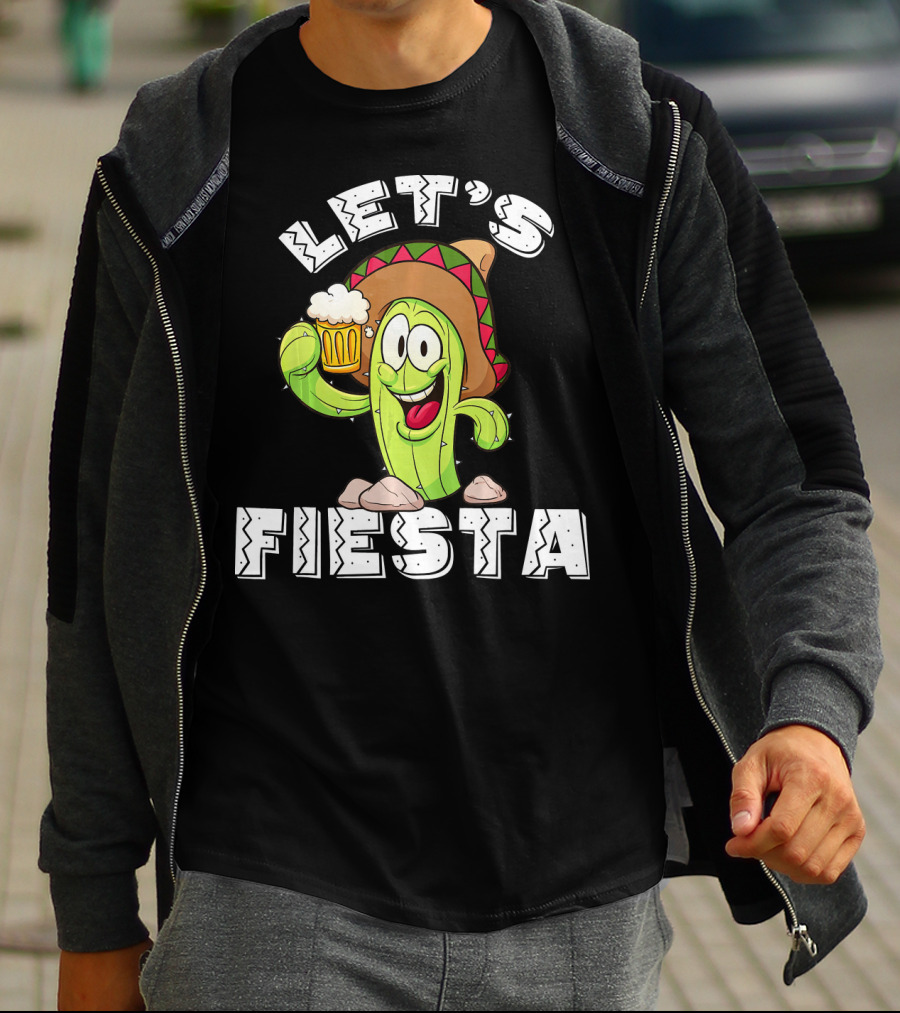Let's Fiesta Cactus Sombrero Beer T-Shirt