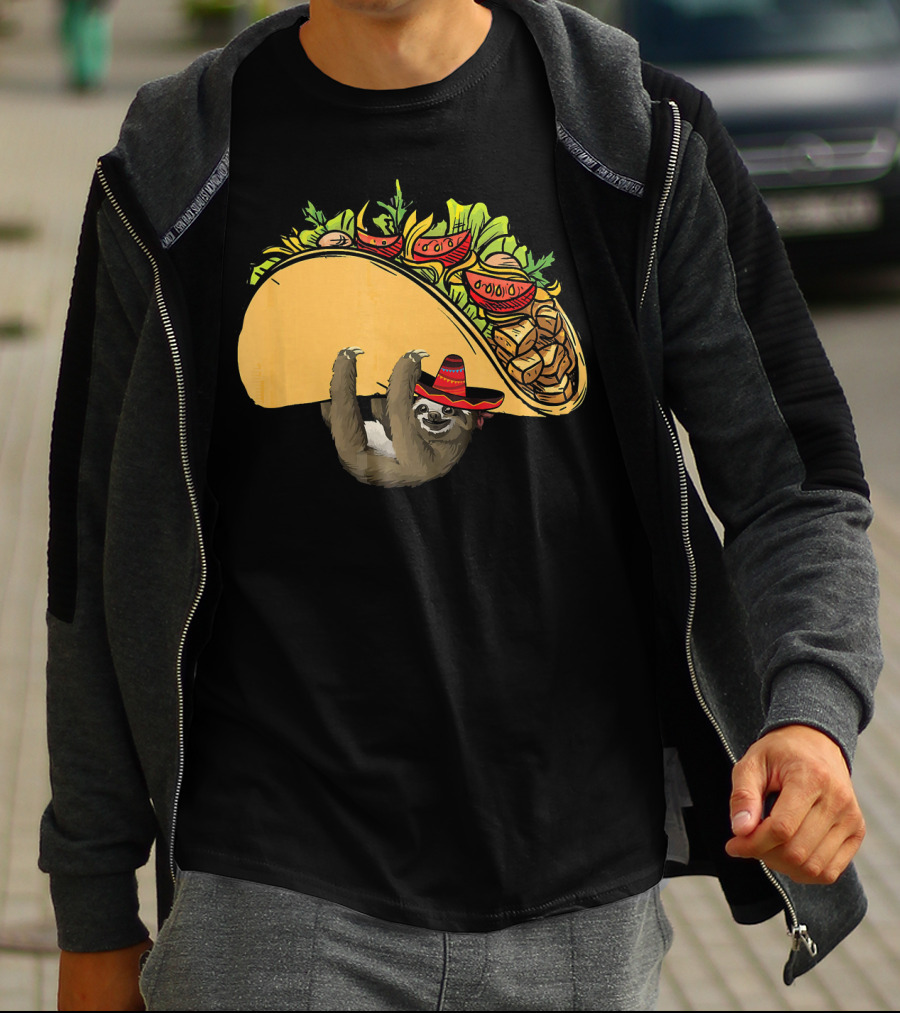 Cinco De Mayo Sloth Sombrero Taco Fiesta T-Shirt