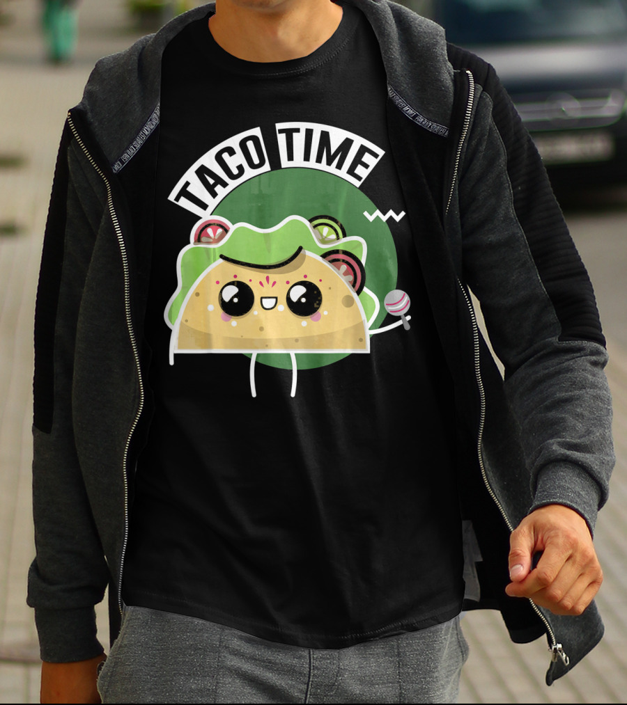 Taco Time Cinco De Mayo Me Food Cartoon Fiesta T-Shirt