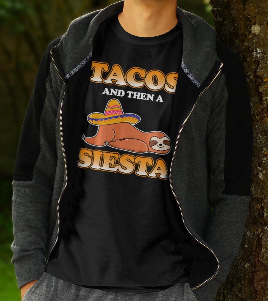 Tacos And Then A Siesta Sloth Sombrero Cinco De Mayo T-Shirt