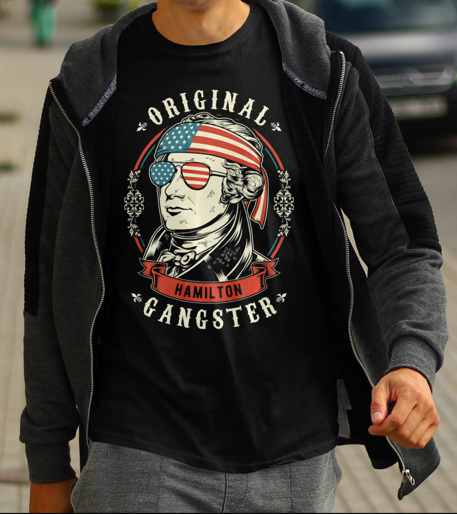 Original Gangster Hamilton American Flag Bandana Sunglasses T-Shirt