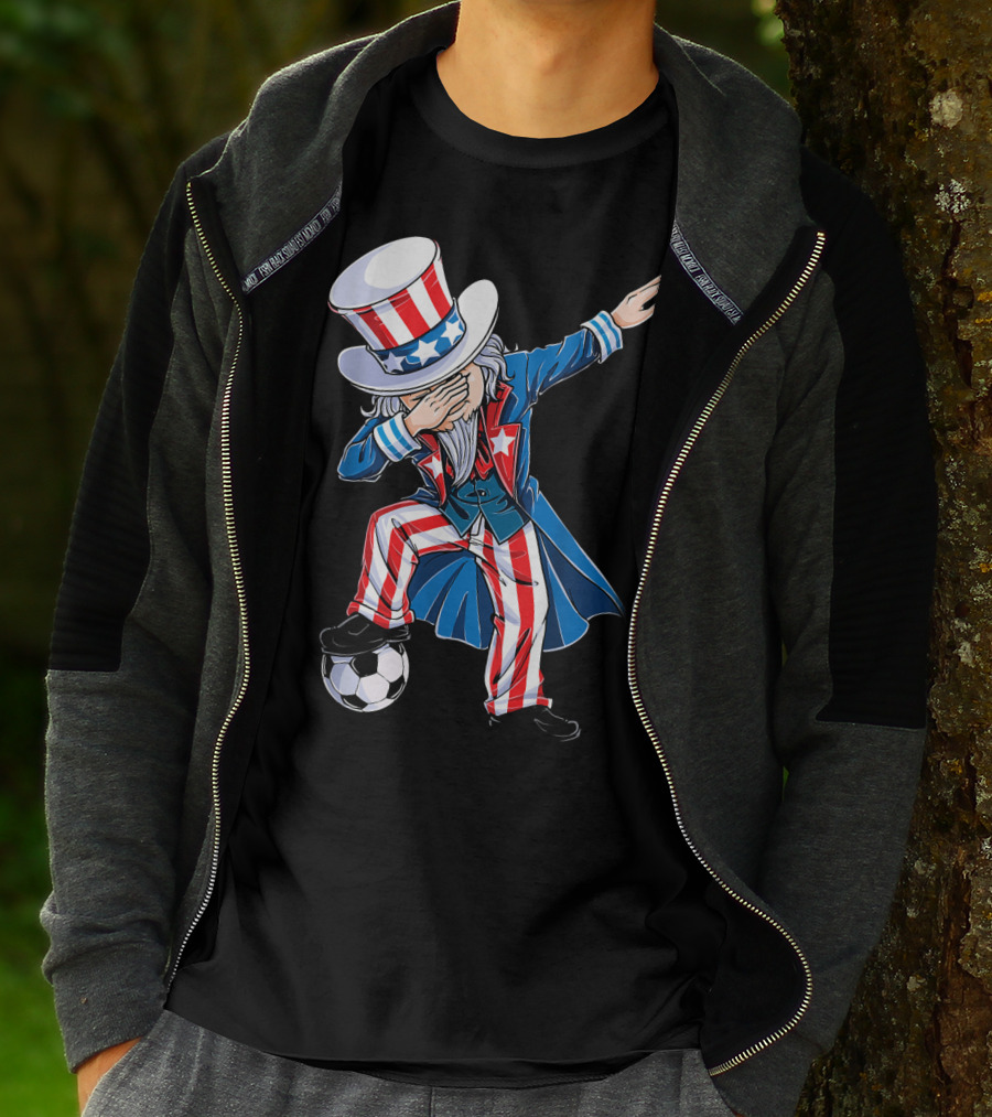 Dabbing Uncle Sam Soccer Patriotic USA Football Dance T-Shirt