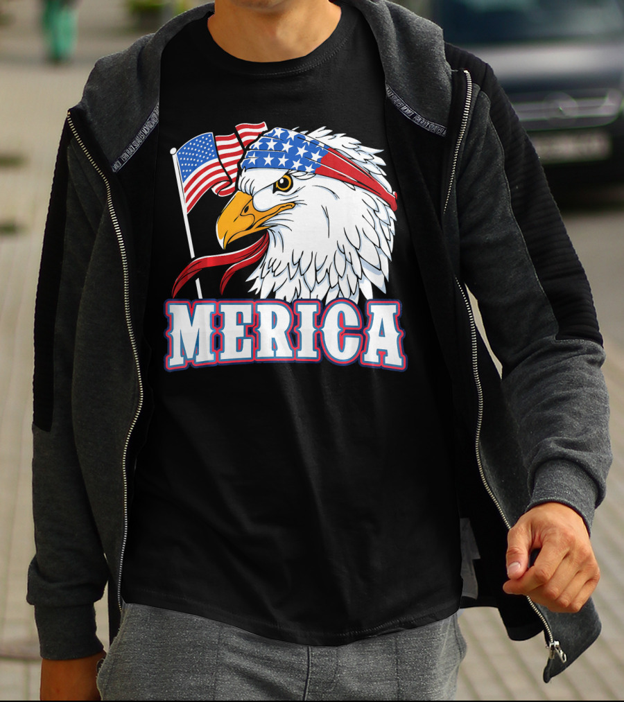 Merica Patriotic Bald Eagle American Flag Bandana USA Independence Day T-Shirt
