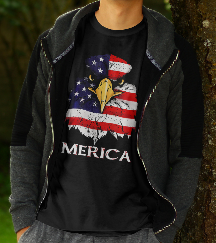 Merica Bald Eagle American US Flag T-Shirt