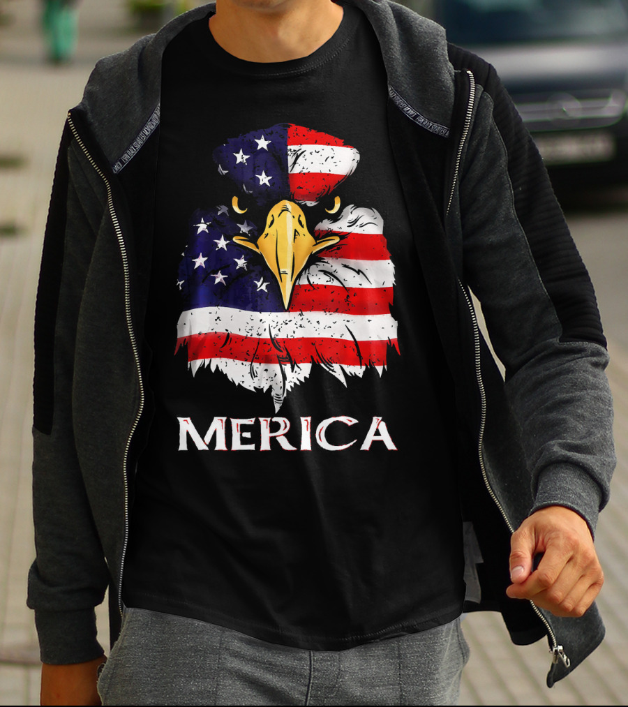 Merica Bald Eagle American US Flag T-Shirt